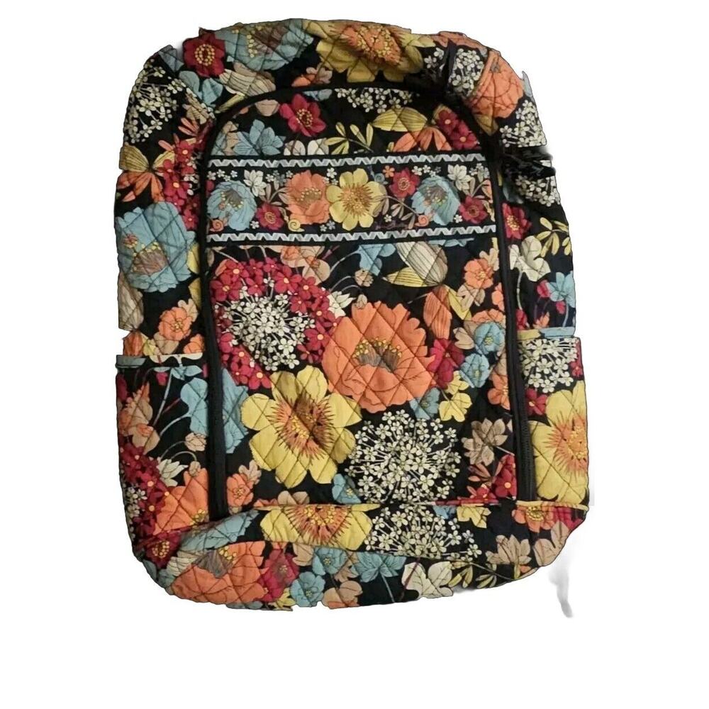 Large Quilted Vera Bradley Laptop Backpack--- Colorful Happy Snails Flor…